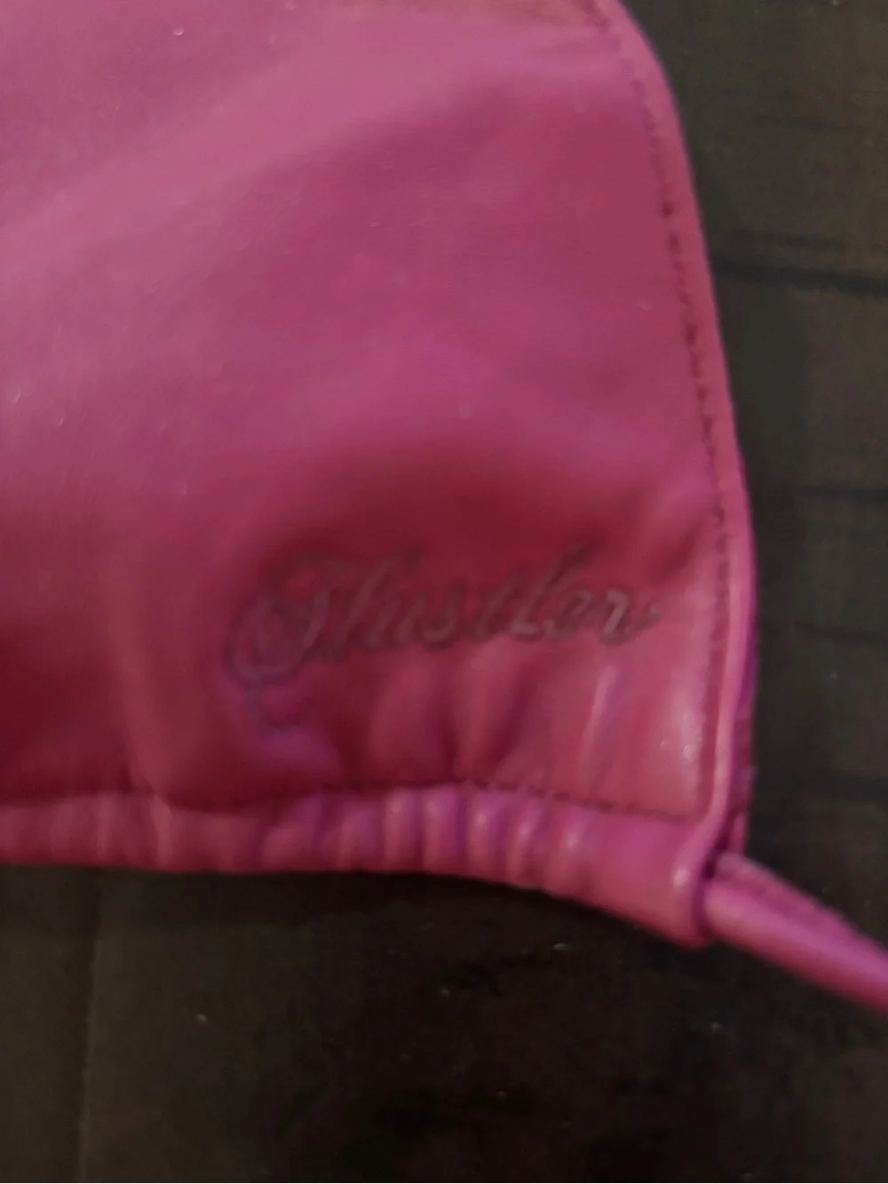 Y2K vintage hustler Hot Pink leather Triangle String Bikini Set Women Swim nwot